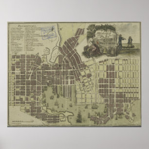 kaart van Baltimore Maryland (1805) Poster