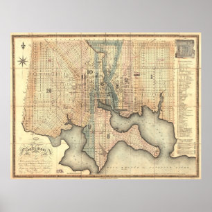  kaart van Baltimore Maryland (1822) Poster
