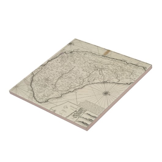  kaart van Barbados (1725) Tegeltje (Zijkant)