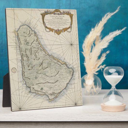  kaart van Barbados (1758) Fotoplaat (Zijkant)