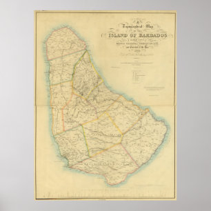 kaart van Barbados (1846) Poster
