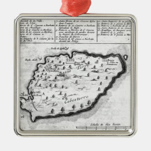 Kaart van Barbados Metalen Ornament