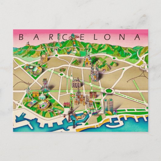 Kaart van Barcelona Spanje (Voorkant)