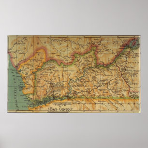 Kaart van Bas Congo - Belgisch Congo 1913 Poster