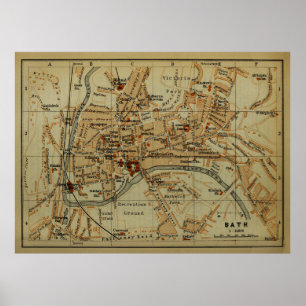 kaart van Bath England (1901) Poster