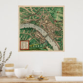 kaart van Bazel Zwitserland (1572) Poster (Keuken)