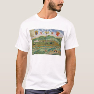 Kaart van Bergen, van "Civitates Orbis Terrarum" d T-shirt