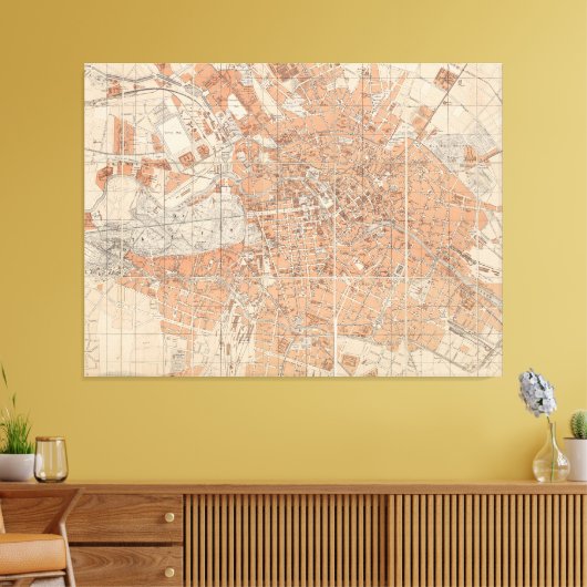 kaart van Berlijn Duitsland (1877) Canvas Afdruk (Insitu (Woonkamer))