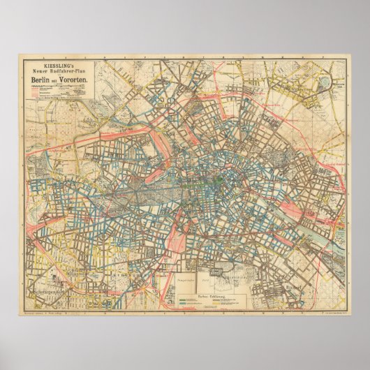  kaart van Berlijn Duitsland (1904) Poster (Voorkant)