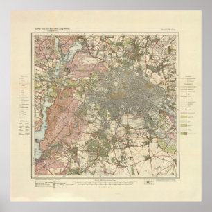  kaart van Berlijn Duitsland (1913) 2 Poster