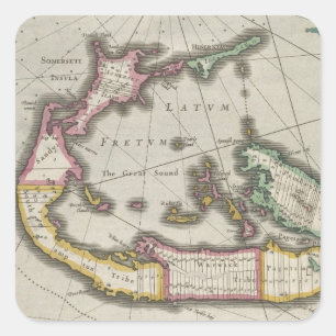 kaart van Bermuda (1638) Vierkante Sticker
