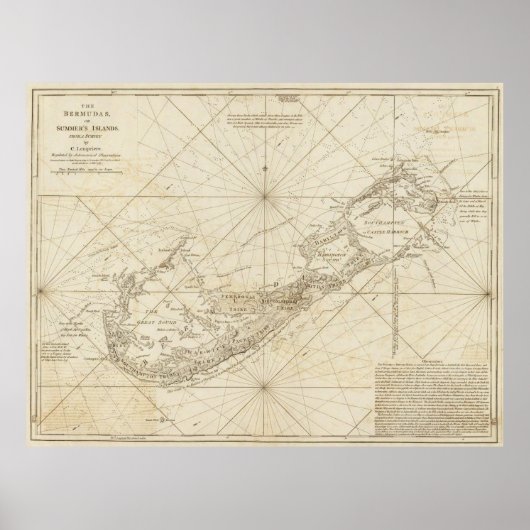 kaart van Bermuda (1788) Poster (Voorkant)
