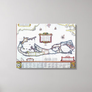 Kaart van Bermuda Canvas Afdruk