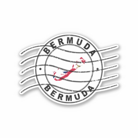 Kaart van Bermuda, poststempel Sticker (Voorkant)