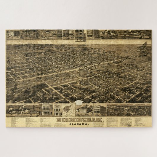  kaart van Birmingham, Alabama (1885) Legpuzzel (Horizontaal)