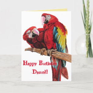 Kaart van Birthday Waterverf Bright Red Macaw Parr