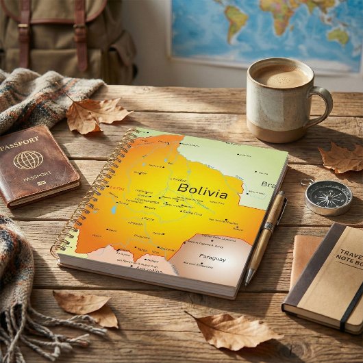 Kaart van Bolivia met steden en grenzen Planner