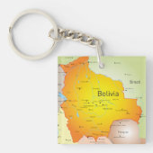 Kaart van Bolivia met steden en grenzen Sleutelhanger (Voorkant)