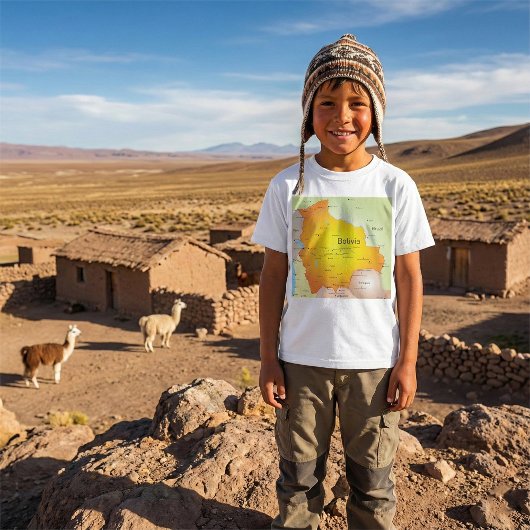 Kaart van Bolivia met steden en grenzen T-shirt