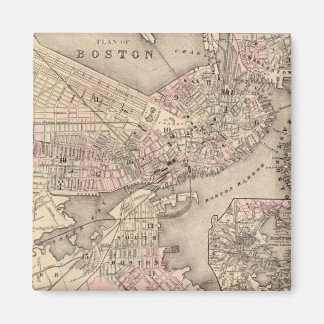  kaart van Boston (1880) Magneet