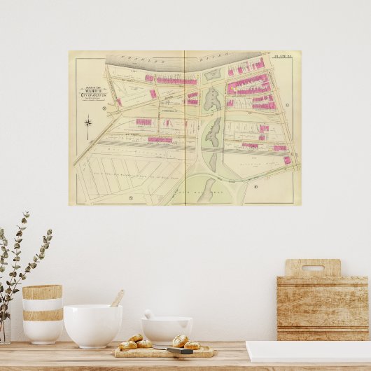 Kaart van Boston 29 Poster (Keuken)
