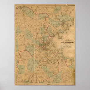 kaart van Boston 2 Poster