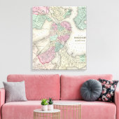 kaart van Boston Harbour (1857) Canvas Afdruk (Insitu (Woonkamer))