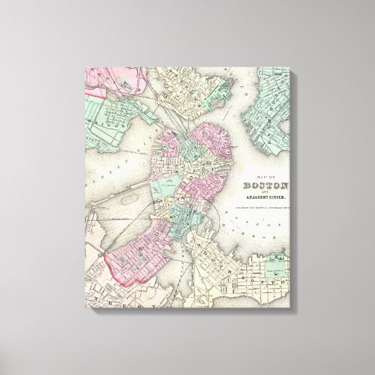 kaart van Boston Harbour (1857) Canvas Afdruk (Voorkant)