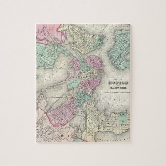  kaart van Boston Harbour (1857) Legpuzzel (Verticaal)