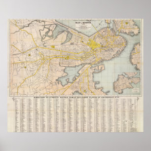 kaart van Boston Poster