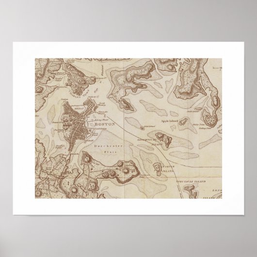  kaart van Boston Poster (Voorkant)