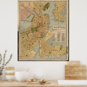  kaart van Boston Poster (Keuken)