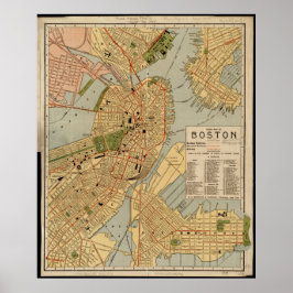  kaart van Boston Poster