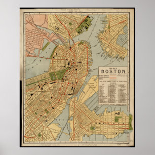  kaart van Boston Poster