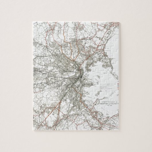 kaart van Boston Transit Line (1914) Legpuzzel (Verticaal)