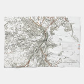  kaart van Boston Transit Line (1914) Theedoek (Horizontaal)