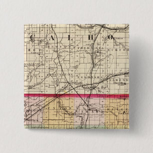 Kaart van Branch County, Michigan Vierkante Button 5,1 Cm