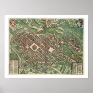 Kaart van Bratislava, uit "Civitates Orbis Terraru Poster