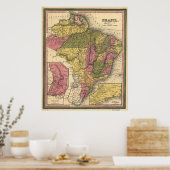  kaart van Brazilië (1846) Poster (Keuken)