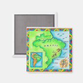 Kaart van Brazilië Magneet (Voorkant / Achterkant)