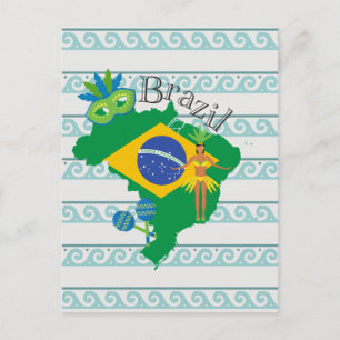 Kaart van Brazilië met Braziliaanse vlag
