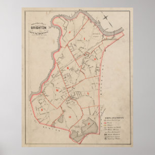 kaart van Brighton MA (1885) Poster
