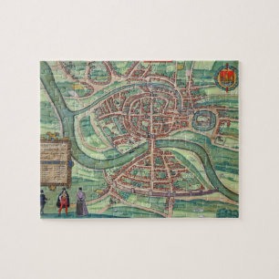 Kaart van Bristol, van "Civitates Orbis Terrarum" Legpuzzel