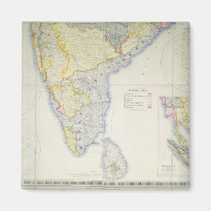 Kaart van Brits Zuid-India, 1872 Magneet