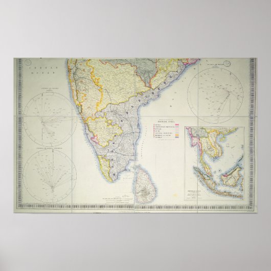 Kaart van Brits Zuid-India, 1872 Poster (Voorkant)