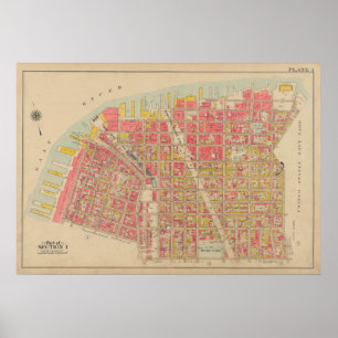 kaart van Brooklyn George Washington Bromley Poster