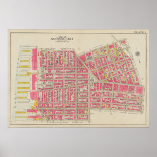 kaart van Brooklyn George Washington Bromley Poster