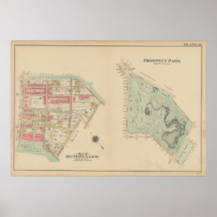  kaart van Brooklyn   George Washington Bromley Poster
