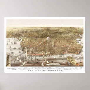 Kaart van Brooklyn, New York uit 1879 Poster