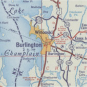  kaart van Burlington Vermont Sticker (Voorkant)